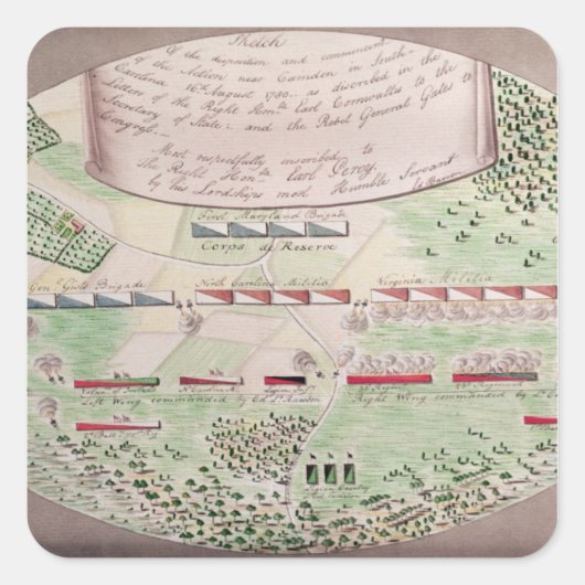 Schlacht von Camden, 1780 Quadratischer Aufkleber (Vorderseite)