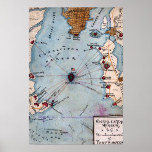 Schlacht von Fort Sumter - Panorama des Zivilen Kr Poster