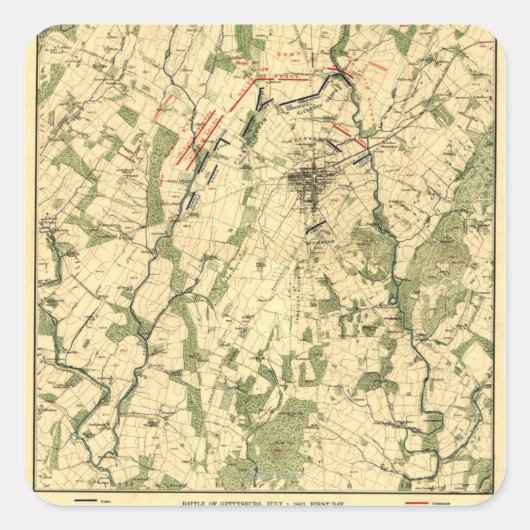 Schlacht von Gettysburg 12 Quadratischer Aufkleber (Vorderseite)