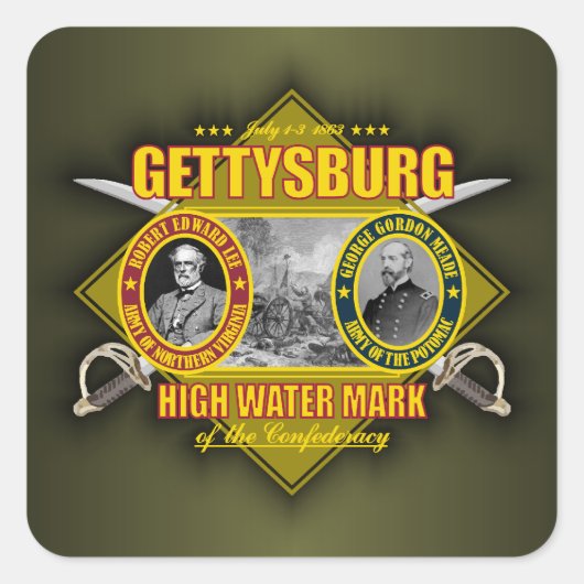 Schlacht von Gettysburg Quadratischer Aufkleber (Vorderseite)