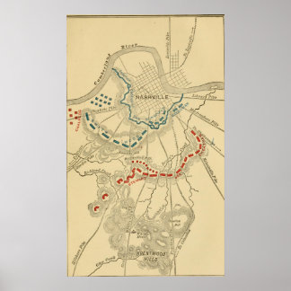 Schlacht von Nashville Map Poster