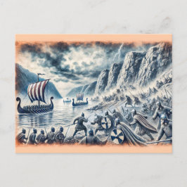 Schlacht von Stiklestad in der Zeichnend Pastelhal Postkarte