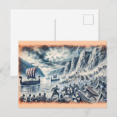 Schlacht von Stiklestad in der Zeichnend Pastelhal Postkarte (Vorne/Hinten)