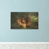 Schlacht zwischen der französischen Frigate 'Areth Leinwanddruck (Insitu (Holzboden))