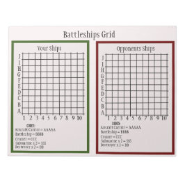 Schlachten beim Spiel auf Papier Notizblock