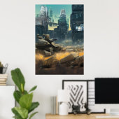 Schlachtfeld in der Stadt | AI Art Poster (Heimbüro)