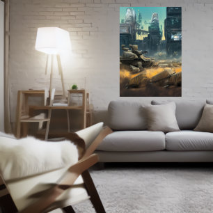 Schlachtfeld in der Stadt AI Art Poster