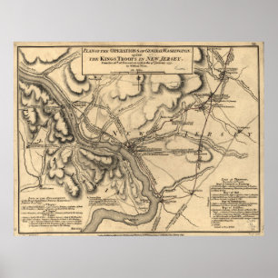 Schlachtfeld-Karte 1777 George Washingtons Trenton Poster