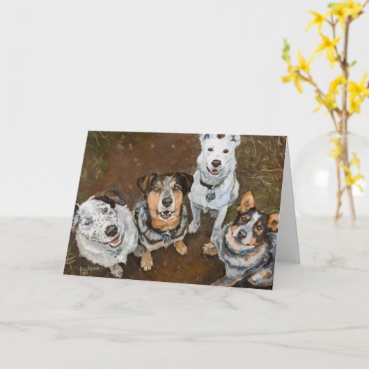 Schlachthunde lächelnd Rinder Hunde und Helfer Karte (Gelbe Blume)