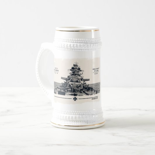 Schlachtschiff Bismarck Stein Bierglas (Vorderseite Links)