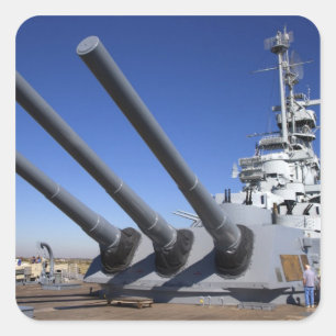 Schlachtschiff USS Alabama am Battleship Memorial  Quadratischer Aufkleber