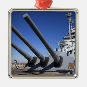 Schlachtschiff USS Alabama am Battleship Memorial  Silbernes Ornament