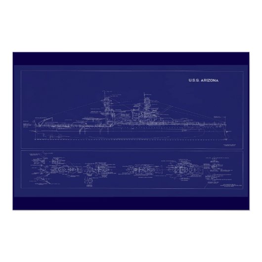 Schlachtschiff USS Arizona Blaupause Poster (Vorderseite)