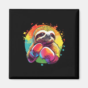 Schlacke in Boxhandschuhen Regenbogenuntergrund Magnet