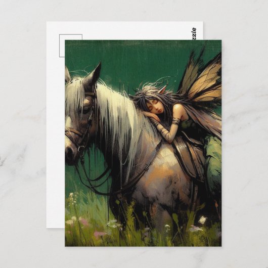 Schlaf am Pferd Postkarte (Vorne/Hinten)
