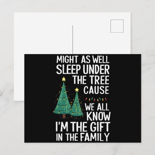 Schlaf auch unter dem Baumweihnachtsgeschenk Postkarte (Vorne/Hinten)