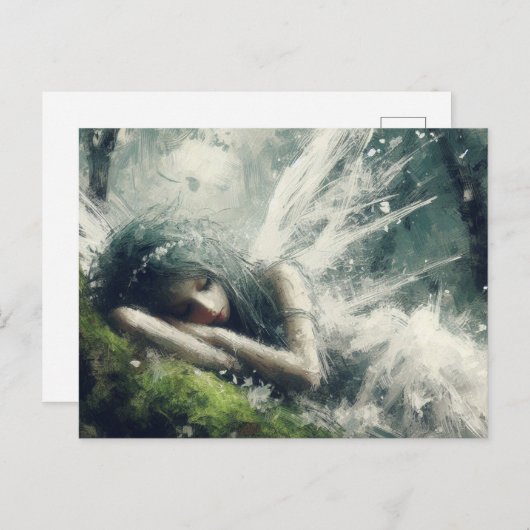 Schlaf auf einem Moosgeflecht im Wald Postkarte (Vorne/Hinten)