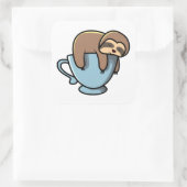Schlaf auf einer Blue-Coffee-Tasse Quadratischer Aufkleber (Tasche)