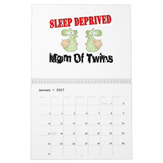 Schlaf beraubte Mamma der ZWILLINGE Kalender (Jan 2027)