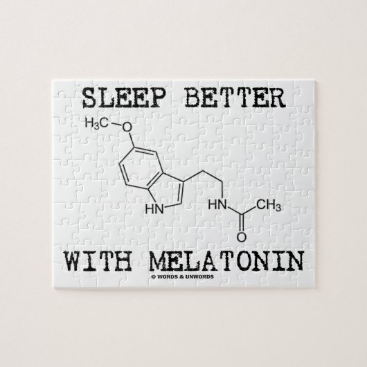Schlaf besser mit Melatonin (chemisches Molekül) Puzzle (Horizontal)