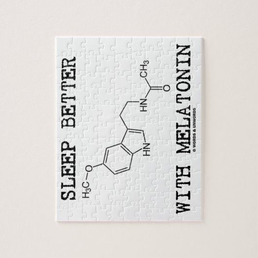 Schlaf besser mit Melatonin (chemisches Molekül) Puzzle (Vertikal)