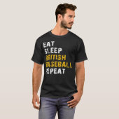 Schlaf Britisches Baseball essen T-Shirt (Vorne ganz)