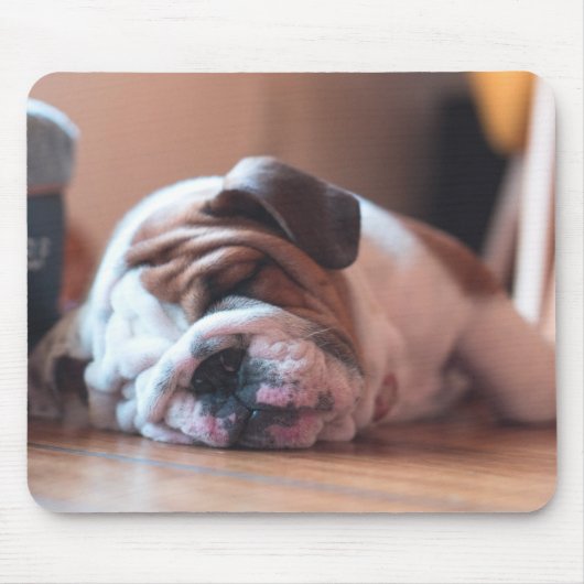 Schlaf-Bulldogge und Weiße Welpe Mousepad (Vorne)