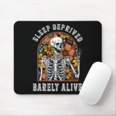 Schlaf Deprived Barely Alive Funny Skeleton Hallow Mousepad (Mit Mouse)