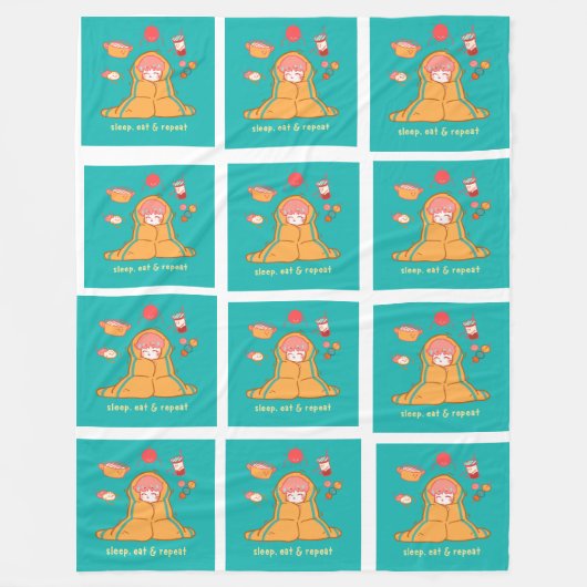 Schlaf-, Ess- und Wiederholungs-Blanket-Design Fleecedecke (Vorderseite)