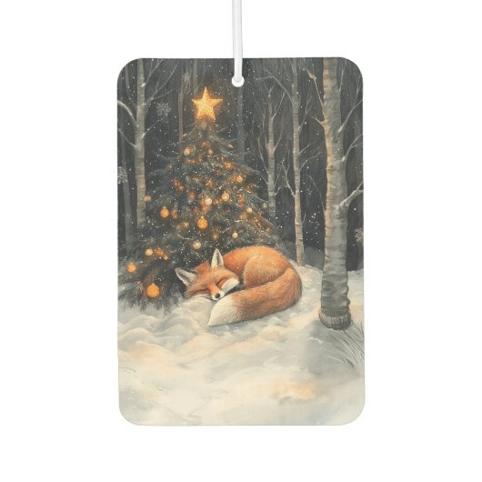 Schlaf Fox Whimsical Rustikale Weihnachten Autolufterfrischer (Vorderseite)