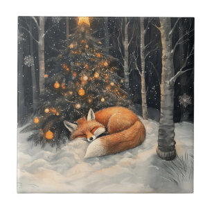 Schlaf Fox Whimsical Rustikale Weihnachten Fliese