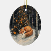 Schlaf Fox Whimsical Rustikale Weihnachten Keramik Ornament (Rechts)