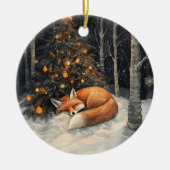 Schlaf Fox Whimsical Rustikale Weihnachten Keramik Ornament (Vorne)