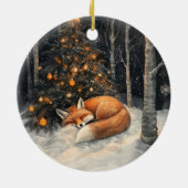 Schlaf Fox Whimsical Rustikale Weihnachten Keramik Ornament (Hinten)