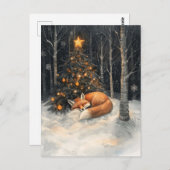 Schlaf Fox Whimsical Rustikale Weihnachten Postkarte (Vorne/Hinten)