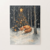 Schlaf Fox Whimsical Rustikale Weihnachten Puzzle (Vertikal)