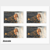 Schlaf Fox Whimsical Rustikale Weihnachten Rechteckiger Aufkleber (Blatt)