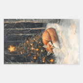 Schlaf Fox Whimsical Rustikale Weihnachten Rechteckiger Aufkleber (Vorderseite)