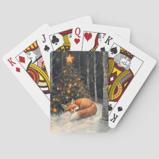 Schlaf Fox Whimsical Rustikale Weihnachten Spielkarten