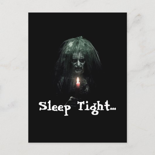 Schlaf genau... Beängstigende Alte Dame Postkarte (Vorderseite)