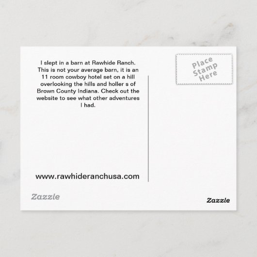 Schlaf in einer Scheune Postkarte (Rückseite)