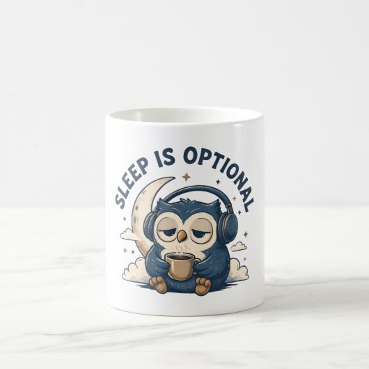 Schlaf ist optional Süße Eule Kaffee Liebhaber Kaffeetasse (Mittel)