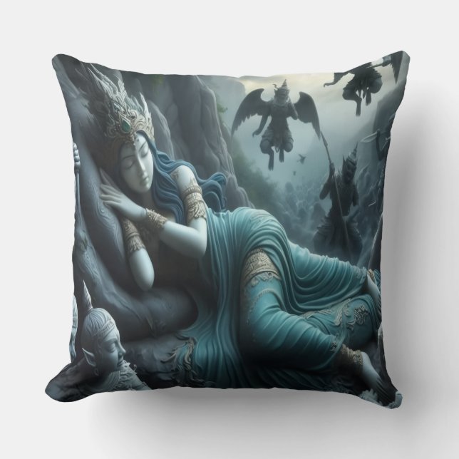 Schlaf Kriegergoddess Throw Kissen (Vorderseite)