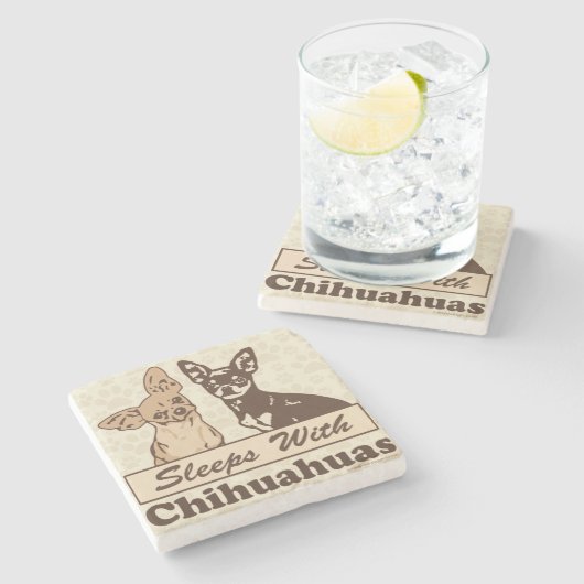 Schlaf mit Chihuahua Steinuntersetzer (Seitenansicht)