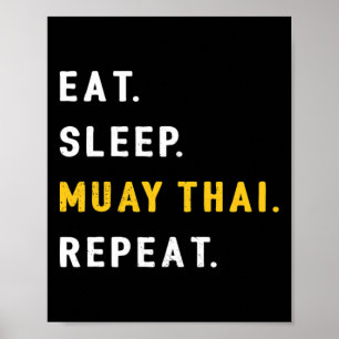 Schlaf Muay Thai Lustig Mma Kickboxen Essen Poster