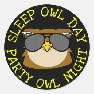 Schlaf-Owl-Tag Runder Aufkleber