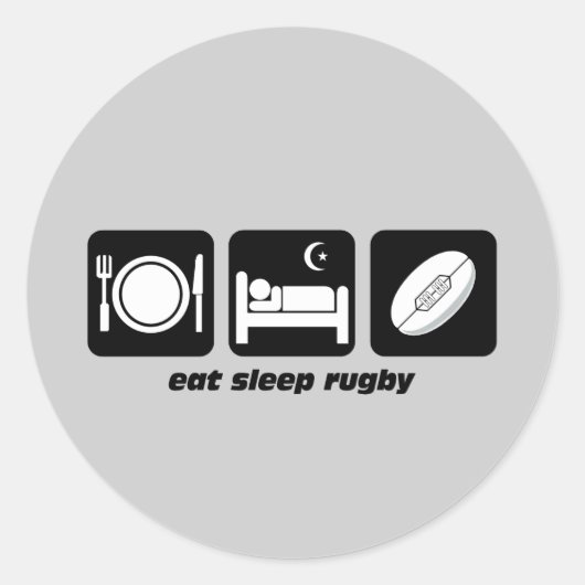 Schlaf Rugby essen Runder Aufkleber (Vorderseite)