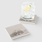 Schlaf Shih tzu Untersetzer, Schlafhund Steinuntersetzer (Seitenansicht)