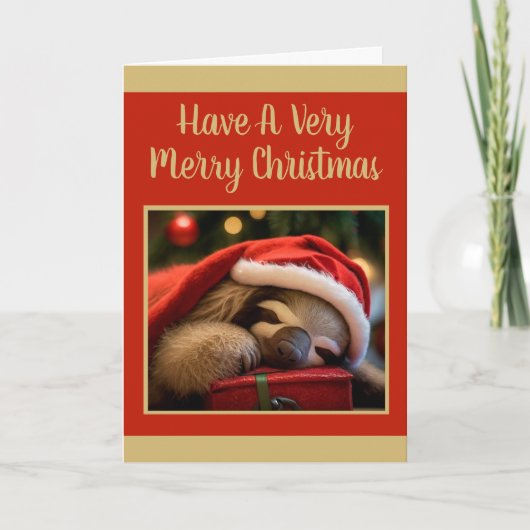 Schlaf Sloth Tragen Weihnachtsfeiertag Karte (Vorderseite)