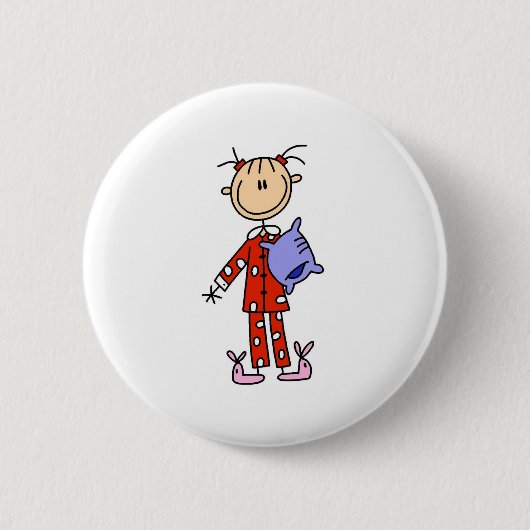 Schlaf über Mädchen in ihrem Pyjama-Knopf Button (Vorderseite)